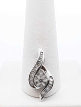 0.59 Cttw Diamond & 10k White Gold Swirl Pendant 1.7 Grams Fw0126lsrdu