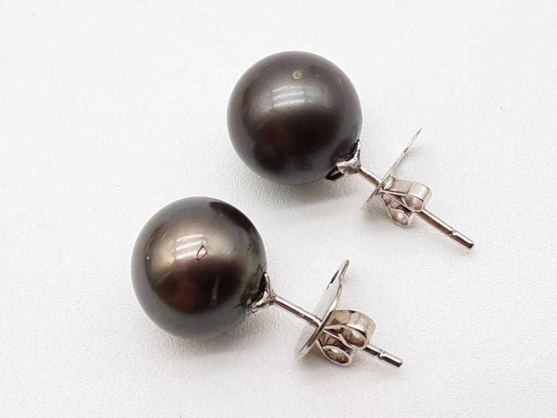 Gray Brown Pearls 14k White Gold 8.5g Stud Earrings Do0325orxde