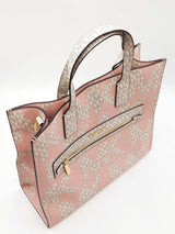 Michael Kors Large Kenly North South Tote Bag In Powder Blush Mk Logo Coated Canvas Fw0726pzdu