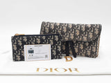 Christian Dior Saddle Pouch With Chain In Blue Oblique Jacquard Fw1026wzxdu