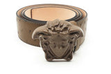 Versace Khaki Ostrich Belt With Medusa Buckle Eb0125lrxsa