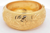 23k Yellow Gold Floral Etched Hinged Bangle Bracelet 75.9 Grams Eb0526cexzsa