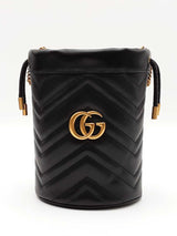 Gucci Gg Marmont 2.0 Mini Bucket Bag In Black Matelasse Leather Fw0226rrzdu