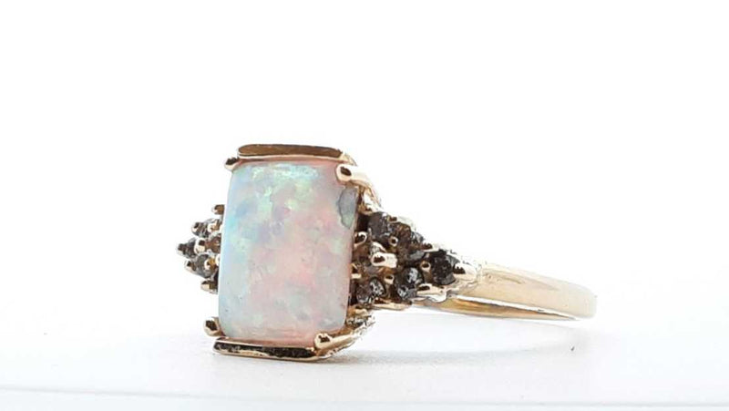 .12cttw Diamond & Synthetic Opal 14k Yellow Gold Solitaire Ring 8.25 Lh1025lcrde