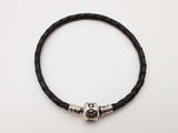 Pandora Moments Single Black Braided Leather Bangle Bracelet 6.75 In Do0826rde