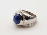 Blue Star Sapphire 14k White Gold 8.3g Ring Size 6.75 Do0726ixzde