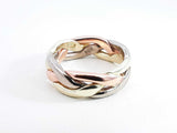 14k Tricolor Gold Braided Trinity Band Ring 7 Grams Size 4.75 Fw0226oexdu