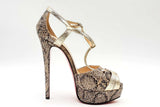 Christian Louboutin Glennalta Glitter Gold Metallic Snakeskin Pumps Eb0225lxzsa