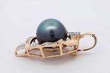 18k Yellow Gold Diamond & Faux Tahitian Pearl Pendant 11.1 Grams Eb1225ixzsa