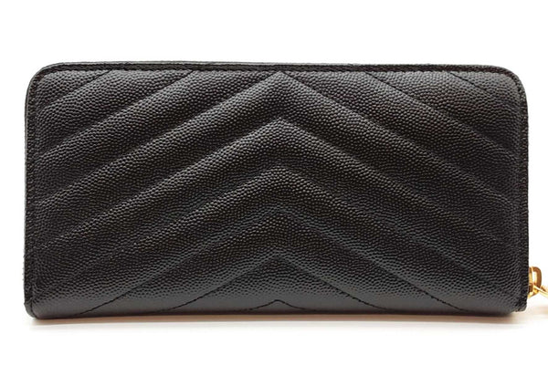 Yves Saint Laurent Cassandra Quilted Black Leather Zip Around Wallet Eb1125lrxde