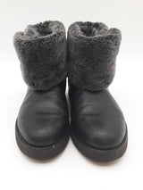 Ugg Classic Berge Black Leather Boots Size 8 Eb1025pxde