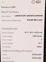 2.08ctw Lab Grown Diamond Stud Earring In 14k White Gold 1.1 Grams Eb0925prxdu