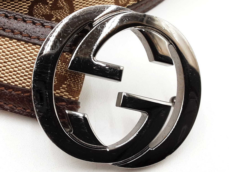 Gucci Interlocking G Buckle With Gg Supreme Canvas Belt Size 85|34 Fw0725izdu