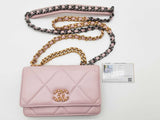 Chanel 19 Pink Quilted Leather Wallet On Chain Crossbody Bag Do0526opcxde