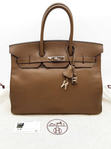 Hermes Birkin 35 Toundra Brown Epsom Palladium Hardware Handbag Do0825sxzxde