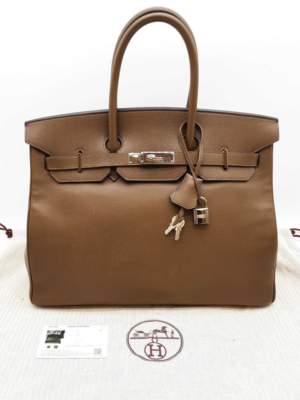 Hermes Birkin 35 Toundra Brown Epsom Palladium Hardware Handbag Do0825sxzxde