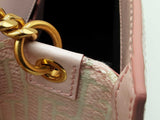Balmain 1945 Pink & Beige Monogram Jacquard & Leather Shoulder Bag Fw0926wxzdu