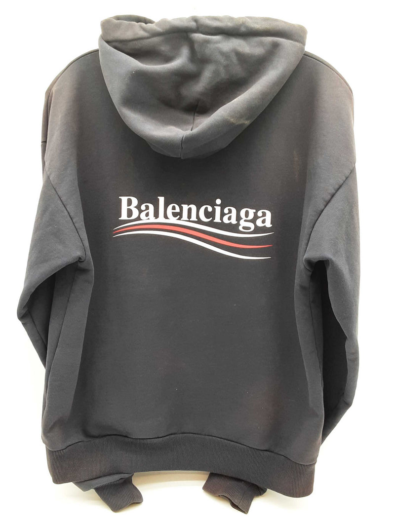 Balenciaga Campaign Logo Navy Blue Cotton Pullover Hoodie Size Xs Do0325oxzde