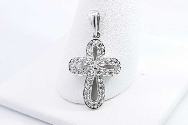 Diamond Cross Pendant In 14k White Gold 1.6 Grams Eb0924crsa