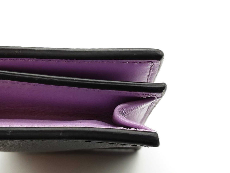 Versace Dpdi058 Black Lilac Purple Leather Bifold Wallet Do0925lxzde