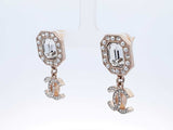 Chanel Octagon Crystal & Faux Pearl Cc Drop Stud Earrings Fw1225wrxdu