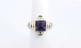 David Yurman Sterling Silver & 14k Yellow Gold Amethyst Ring Sz 5.75 Eb0723wrxsa