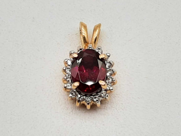 14k Yellow Gold 1.8g Red-pink Stone Diamonds Pendant Do1024ixde