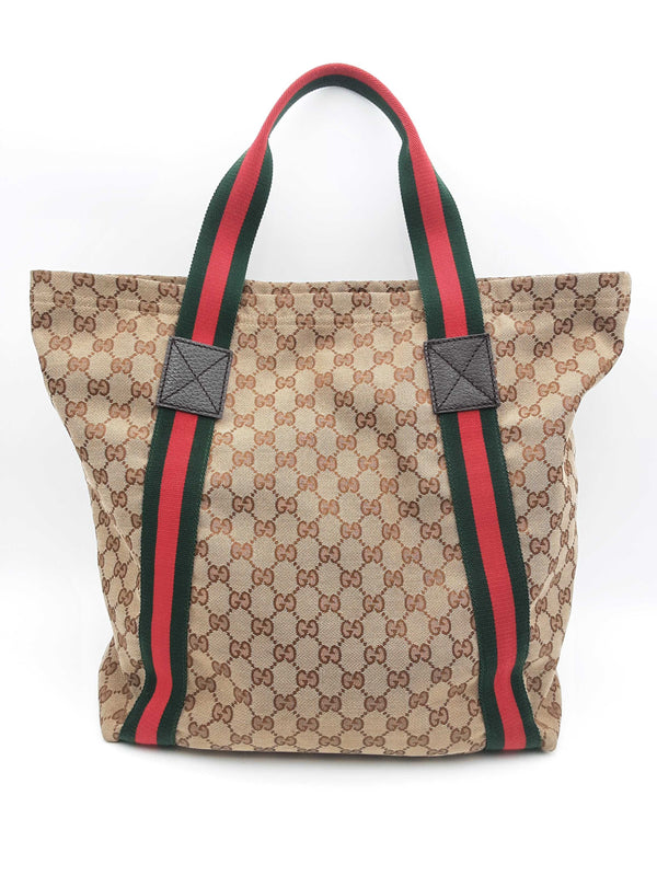 Gucci Gg Monogram Canvas Web Stripe Tote Bag Fw1024wxzsa