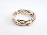 14k Tricolor Gold Braided Trinity Band Ring 7.8 Grams Size 9.5 Fw0226pzxdu