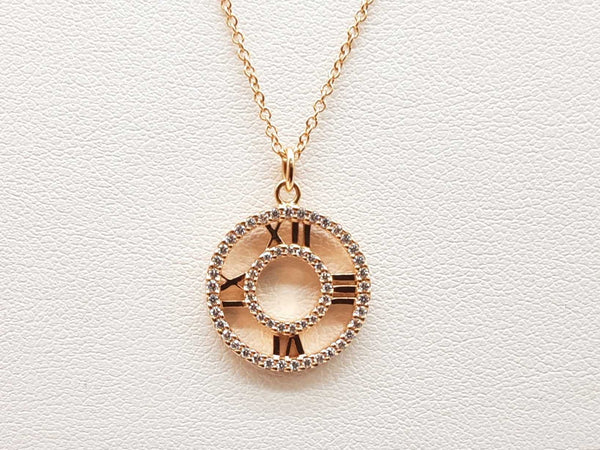 Tiffany & Co. Atlas 18k Rose Gold 3.5g Diamond Pendant Chain 16 In Do1124crxde