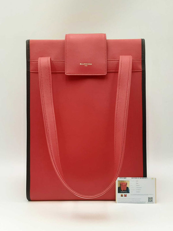 Balenciaga Agneau Classique Brillante Tote In Rouge Tango Leather Fw0125oordu