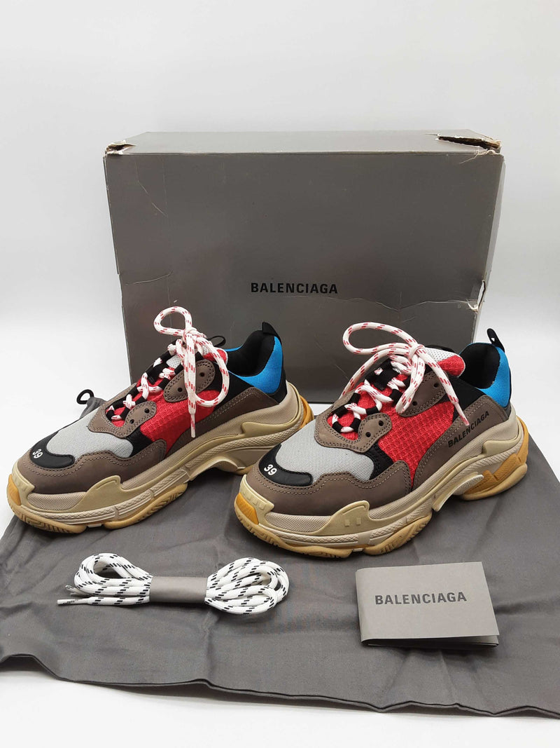 Balenciaga Triple S Blue Red Gray Women's Sneakers Size Eu 39 Do0924lrxde