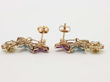 Synthetic Multicolored Stones 10k Yellow Gold 3.8g Butterfly Dangle Stud Earrings Do0425lwxde