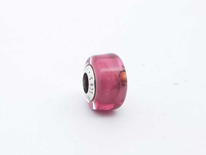 Pandora .925 Silver 2.1g Pink Murano Glass Charm Lh1025lxde