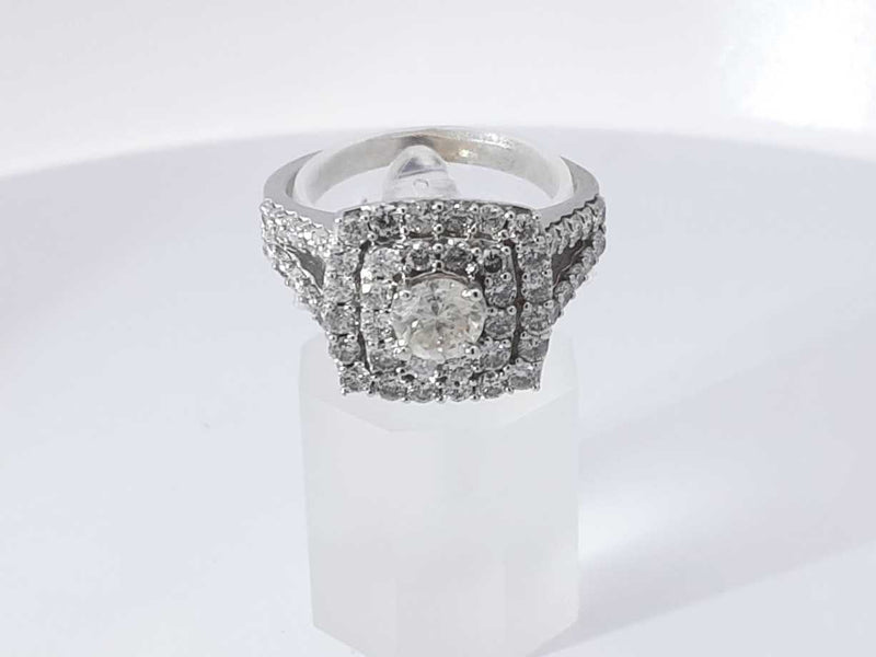 1.07 Cttw Diamond 10k White Gold Ring 5.9 Grams Size 9 Aa0625izxsa