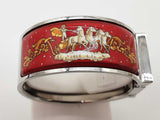 Hermes 19 Loquet Apollo Painted Red Enamel Steel Bangle Quartz Watch Do1125lrxde