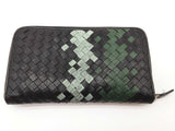 Bottega Veneta Intrecciato Black Green Leather Zippy Wallet Do0525cxde