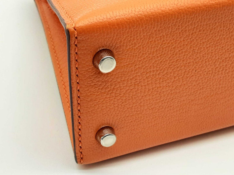 Hermes Mini Kelly Ii Sellier Orange Pink Chevre Mysore Palladium Shoulder Bag Do0225oxzxzde