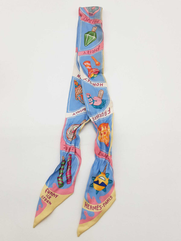 Hermes Twilly Funny Ice Cream Silk Scarf Do1125crde