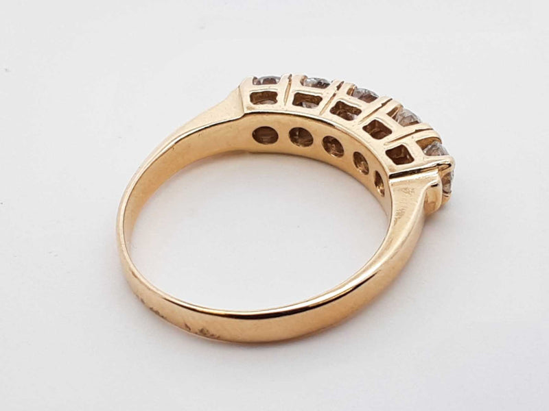 0.75 Cttw Five Stone Diamond & 14k Yellow Gold Ring 3.4 Grams Size 6 Fw0625ozxdu