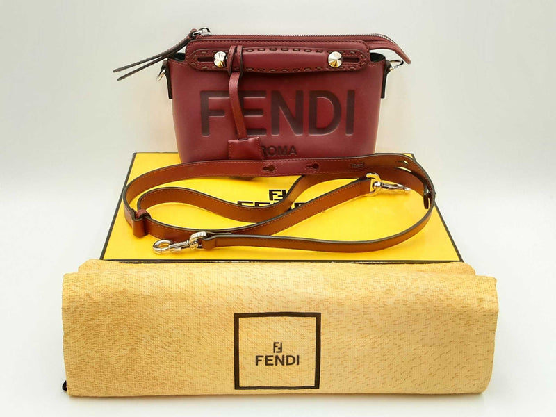 Fendi Logo By The Way Burgundy Leather Crossbody Bag Fw1224prxdu