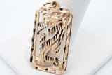 14k Yellow Gold Rectangle Dragon Pendant 2.4 Grams Eb0326lrxsa