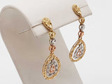 14k Tricolor Gold 2.5g Dangle Stud Earrings Do0725exde