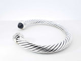 David Yurman Cable Classic 7mm Cuff Bracelet In Onyx, Diamonds, & Sterling Silver 42.6 Grams 7 Inch Fw0726orzdu