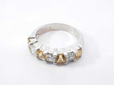 4.15 Cttw Yellow Sapphire & Diamond Half-eternity Platinum Ring With Cert 9.7 Grams Size 7.5 Fw1125owzxdu