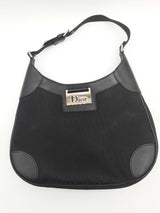 Christian Dior Black Oblique Canvas Hobo Shoulder Bag Do0425orxde