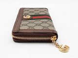 Gucci Ophidia Zip Wallet In Gg Supreme Coated Canvas & Brown Leather Fw1025ozxdu