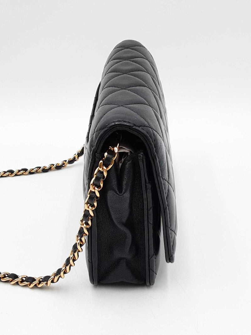 Chanel Classic Wallet On Chain Black Lambskin Shoulder Bag Fw1224lrxzdu