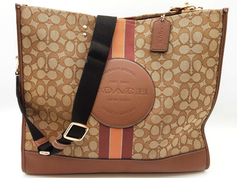 Coach Dempsey 40 Brown Signature Canvas Stripe Large Tote Bag Do1125rxde