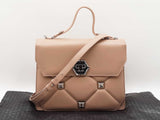 Phillipp Plein Superheroine Handle Bag In Taupe Quilted Leather Fw1125oxzdu